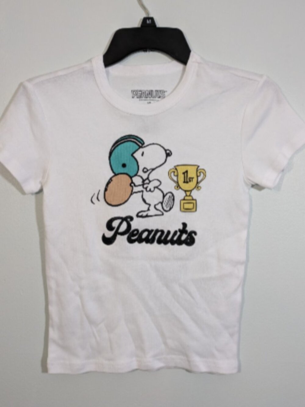 Peanuts Kid's Snoopy 1st Football T Shirt White Size XS NWOT